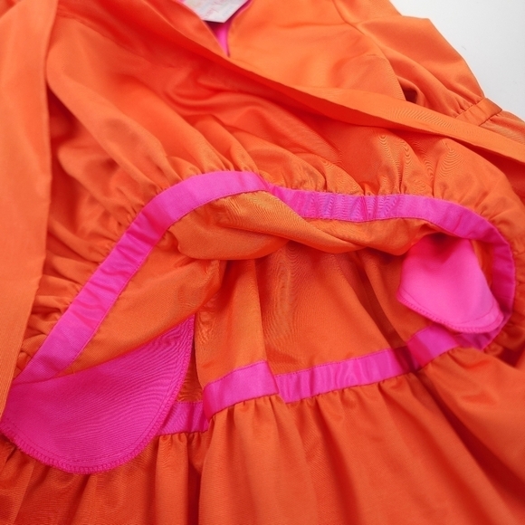 New Gretchen Scott Orange Ruffle Pocketed Dress Sz XS - Picture 11 of 16